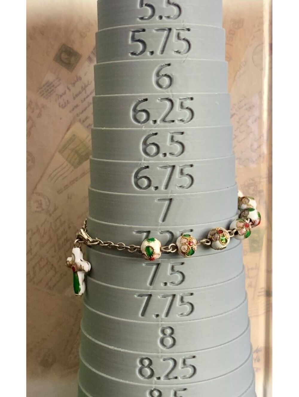 Vintage Cloisonné Religious / Devotional  Enamel Rosary-Style Cross Bracelet - Picture 2 of 3